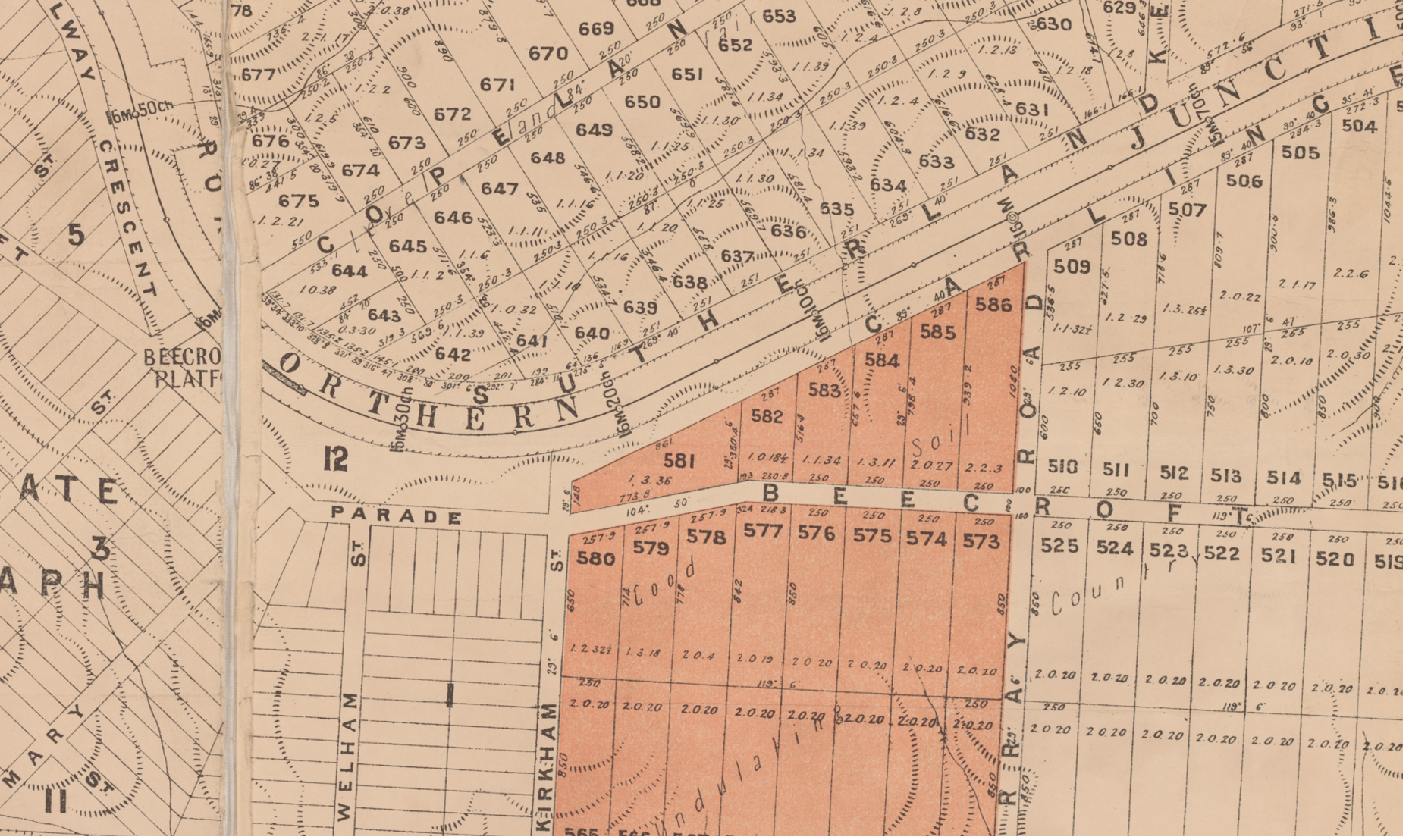 Detail of the 1887 plan for the subdivision of the Field of Mars Common